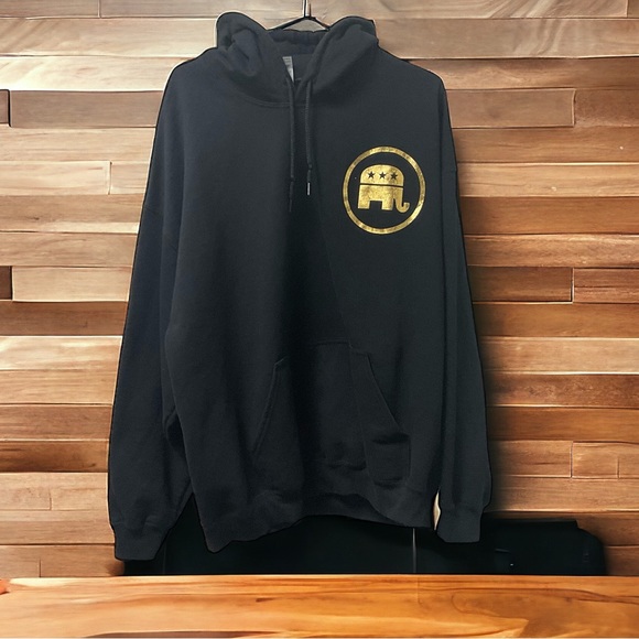 🇺🇸GOP Gold Elephant Logo Drawstring Hoodie! - Picture 2 of 5